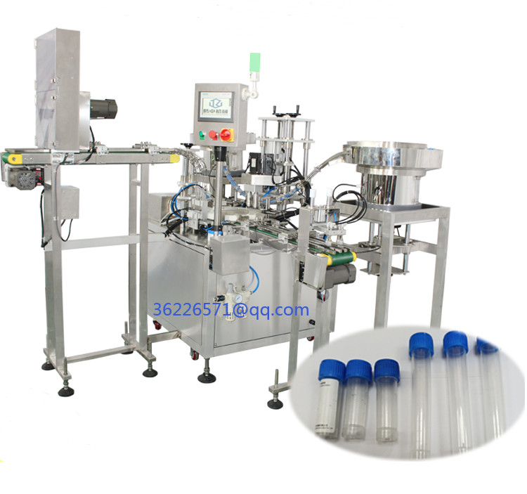 Automatic pharmaceutical aseptic liquid lab plastic tube filling cap sealing and labeling machine